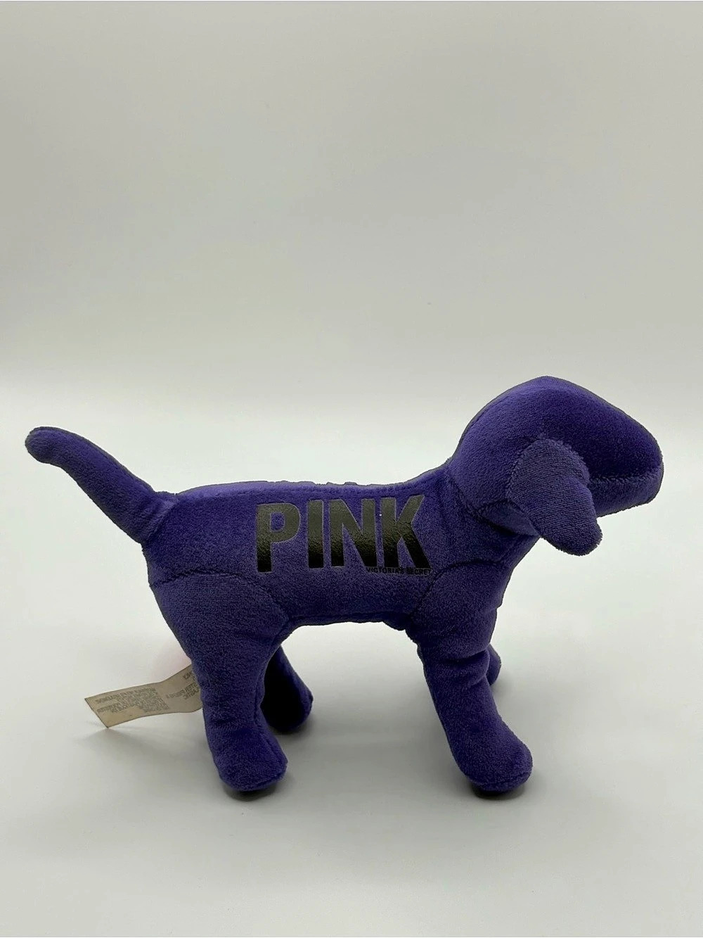 2011 Victoria Secret PINK Plush Dog Y2K Decor Purple Velvet Spellout Love 6”